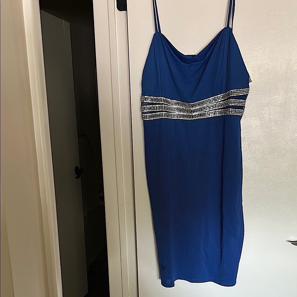 Charlotte Russe Navy Dress with Silver Embellishments